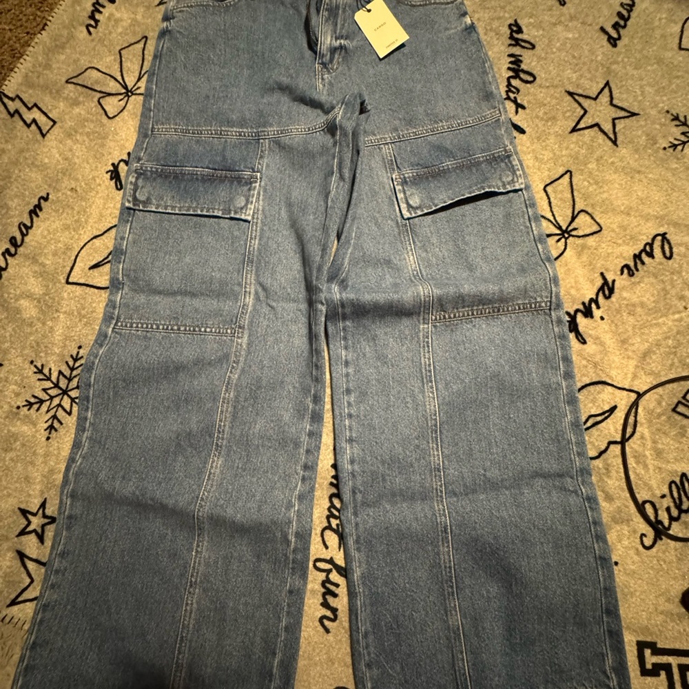 Blue Denim Cargo Pants